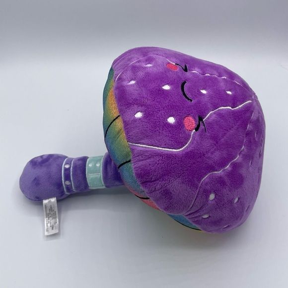Rms International Purple Rainbow Mushroom Plush Happy Groovy Stuffed Animal 11in - Picture 1 of 7